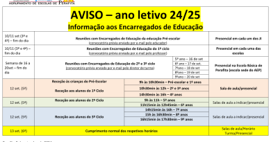 AVISO – ano letivo 24/25